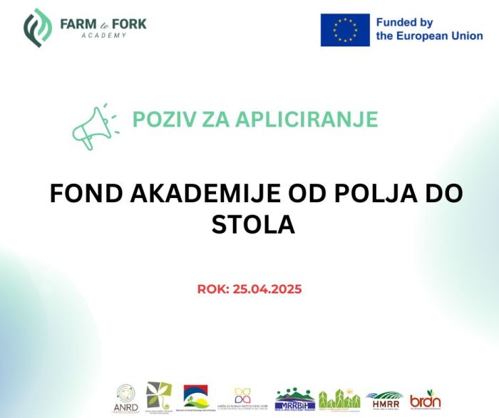 Poziv za apliciranje Fond Akademije od polja do stola Poziv za apliciranje Fond Akademije od polja do stola