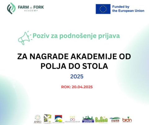 PRODUŽEN ROK ZA PRIJAVU ZA TRI NAGRADE U OKVIRU PRVOG IZDANJA NAGRADE AKADEMIJE OD POLJA DO STOLA